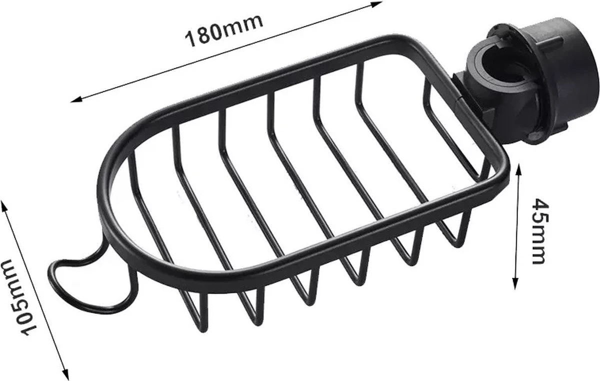 MLN Basics® Doucherek | Zwart | Zonder Boren Of Zuignap 2 MLN Basics® Doucherek | Zwart | Zonder Boren Of Zuignap - Afbeelding 2