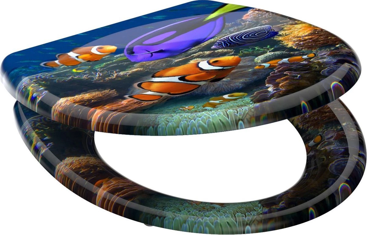 SCHÜTTE WC-Bril 82372 SEA LIFE - Duroplast - Soft Close - Afklikbaar - RVS-Scharnieren - Decor - 3-zijdige Print 5 SCHÜTTE WC-Bril 82372 SEA LIFE - Duroplast - Soft Close - Afklikbaar - RVS-Scharnieren - Decor - 3-zijdige Print - Afbeelding 5