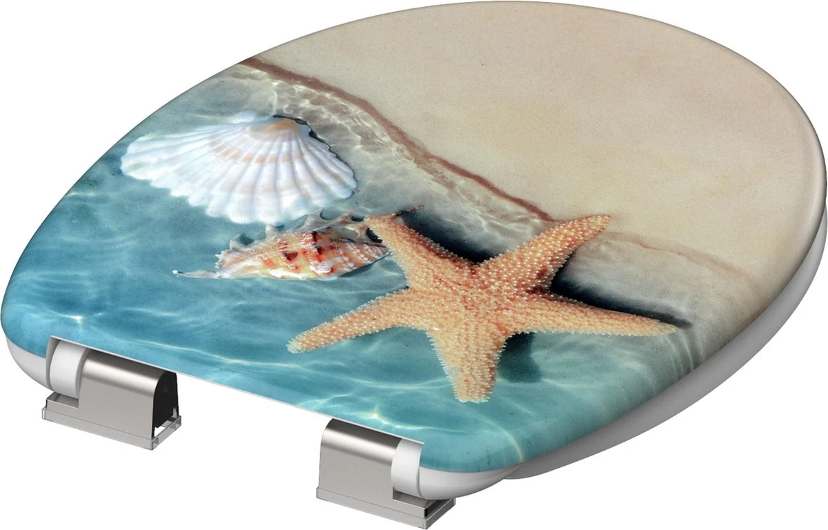 SCHÜTTE WC-Bril 82196 BEACH - Duroplast - Soft Close - Verchroomde Scharnieren - Decor - 1-zijdige Print 3 SCHÜTTE WC-Bril 82196 BEACH - Duroplast - Soft Close - Verchroomde Scharnieren - Decor - 1-zijdige Print - Afbeelding 3