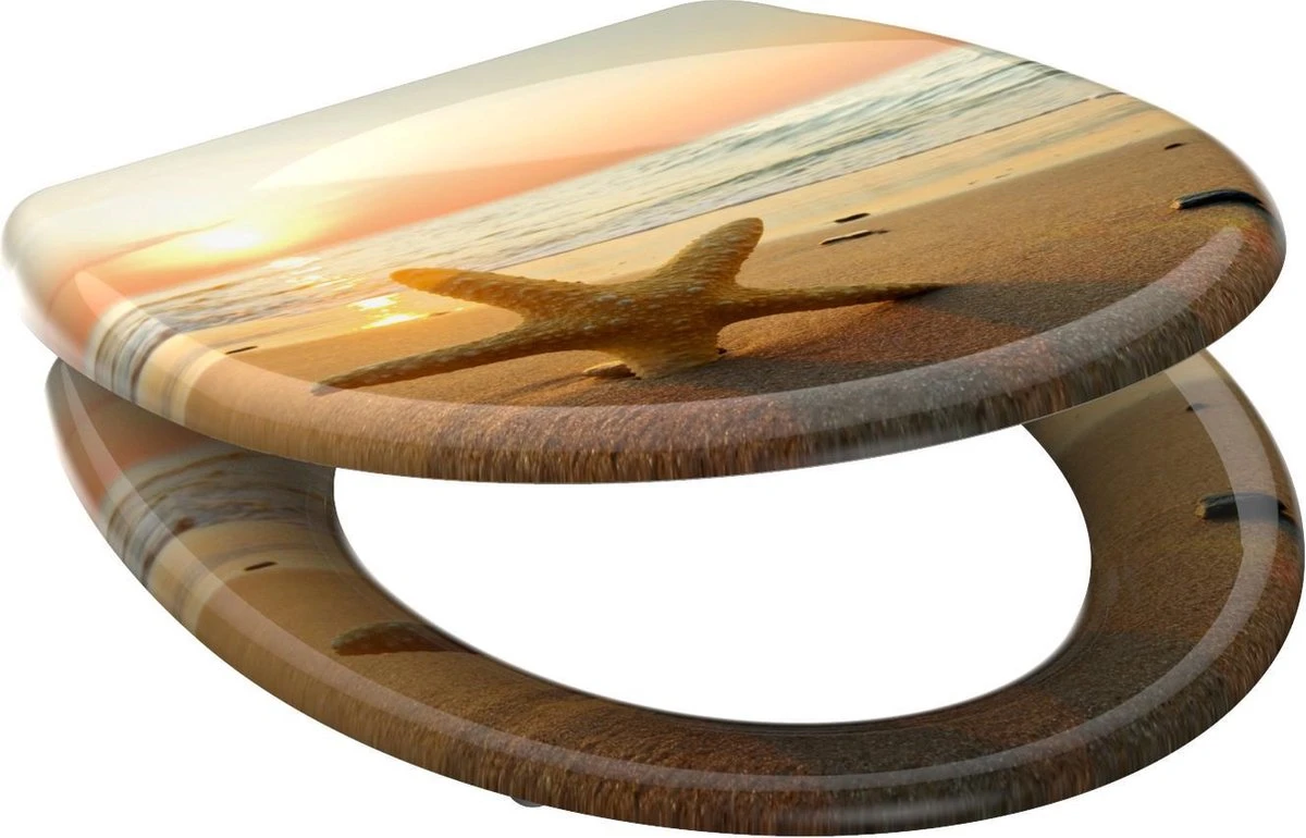 SCHÜTTE WC-Bril 82373 SEA STAR - Duroplast - Soft Close - Afklikbaar - RVS-Scharnieren - Decor - 3-zijdige Print 2 SCHÜTTE WC-Bril 82373 SEA STAR - Duroplast - Soft Close - Afklikbaar - RVS-Scharnieren - Decor - 3-zijdige Print - Afbeelding 2