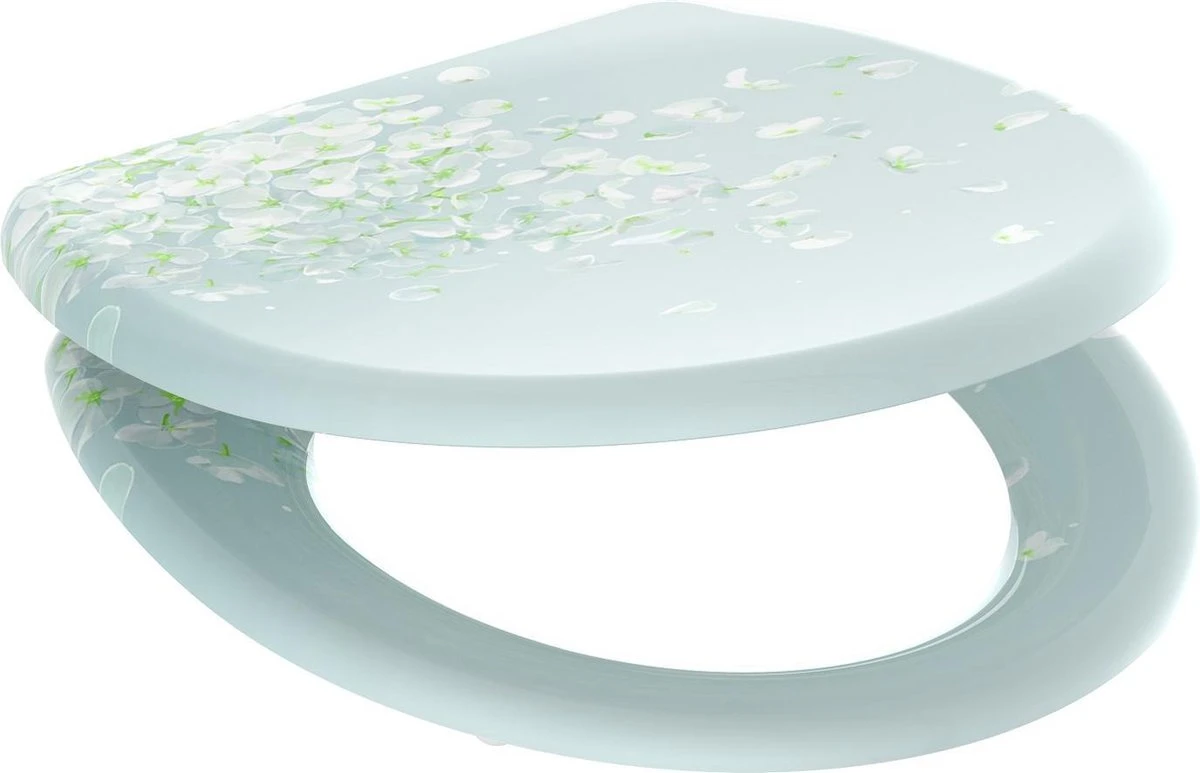 SCHÜTTE WC-Bril 82381 FLOWER IN THE WIND - Duroplast - Soft Close - Afklikbaar - RVS-Scharnieren - Decor - 3-zijdige Print 2 SCHÜTTE WC-Bril 82381 FLOWER IN THE WIND - Duroplast - Soft Close - Afklikbaar - RVS-Scharnieren - Decor - 3-zijdige Print - Afbeelding 2