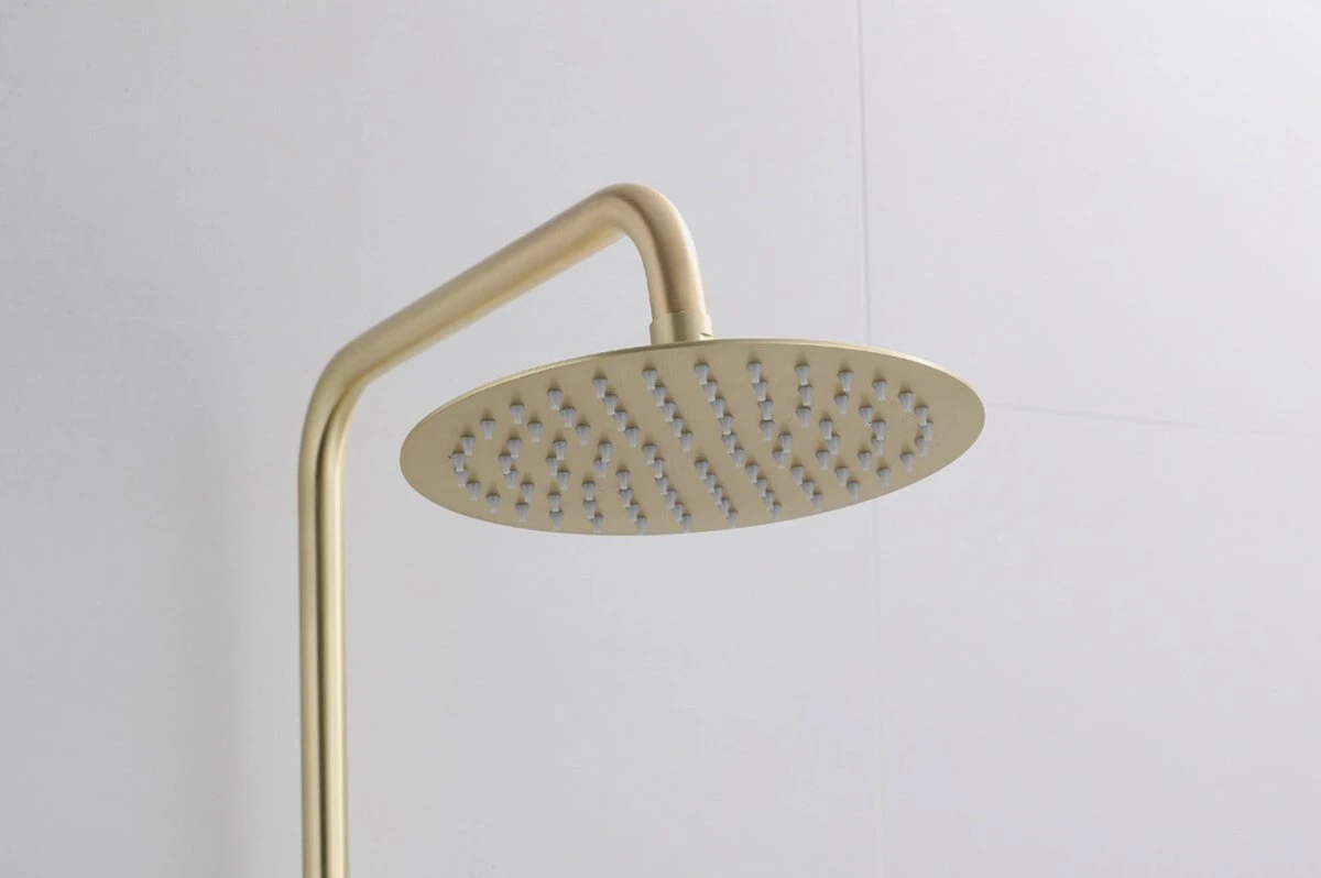 Wesseling & Bos Doucheset - Regendouche Mat Goud Geborsteld - Doucheset Met Thermostaatkraan - Atlanta 10 Wesseling & Bos Doucheset - Regendouche Mat Goud Geborsteld - Doucheset Met Thermostaatkraan - Atlanta - Afbeelding 10