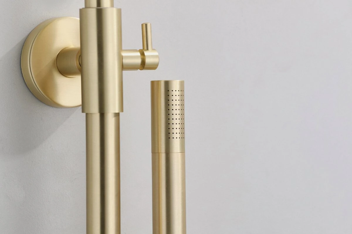 Wesseling & Bos Doucheset - Regendouche Mat Goud Geborsteld - Doucheset Met Thermostaatkraan - Atlanta 11 Wesseling & Bos Doucheset - Regendouche Mat Goud Geborsteld - Doucheset Met Thermostaatkraan - Atlanta - Afbeelding 11