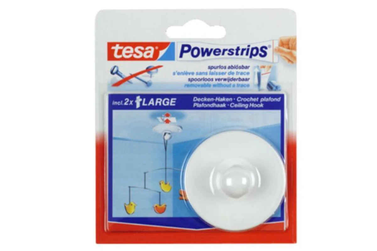 Tesa Powerstrips Plafondhaak - Wit 2 Tesa Powerstrips Plafondhaak - Wit - Afbeelding 2