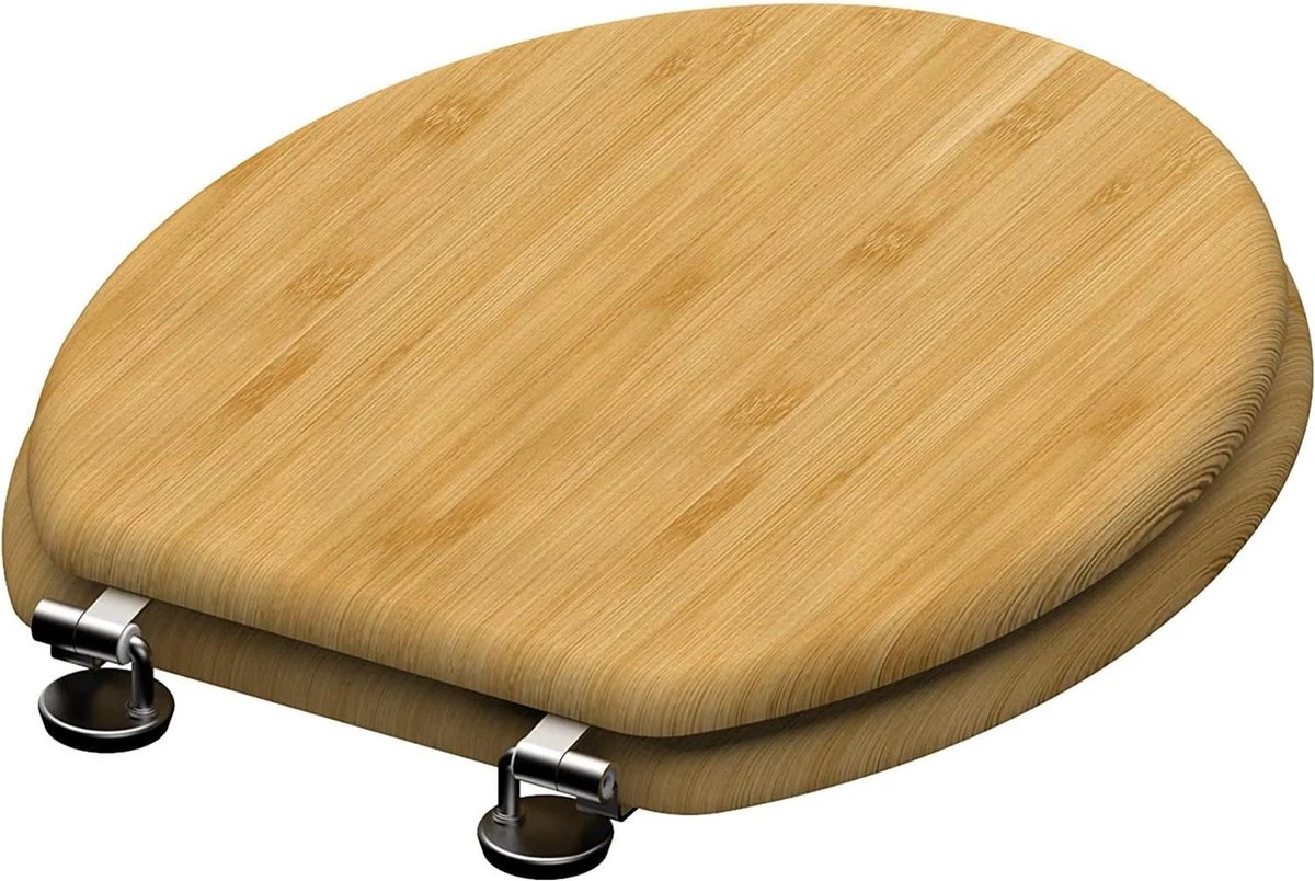 SCHÜTTE WC-Bril 81101 NATURAL BAMBOO - Massief Bamboe - Soft Close - Verchroomde Scharnieren 4 SCHÜTTE WC-Bril 81101 NATURAL BAMBOO - Massief Bamboe - Soft Close - Verchroomde Scharnieren - Afbeelding 4