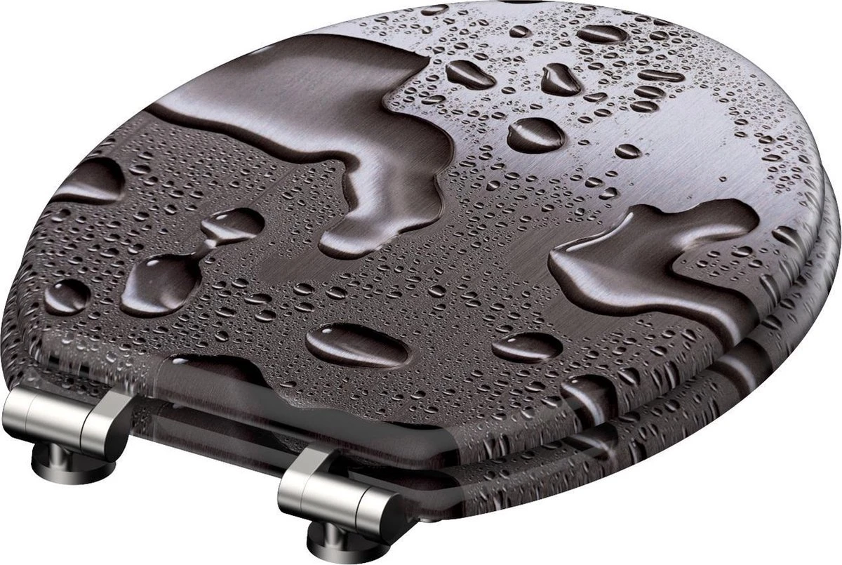 SCHÜTTE WC-Bril 80123 GREY STEEL - MDF-Hout - Soft Close - Verchroomde Scharnieren - Decor - 3-zijdige Print 2 SCHÜTTE WC-Bril 80123 GREY STEEL - MDF-Hout - Soft Close - Verchroomde Scharnieren - Decor - 3-zijdige Print - Afbeelding 2