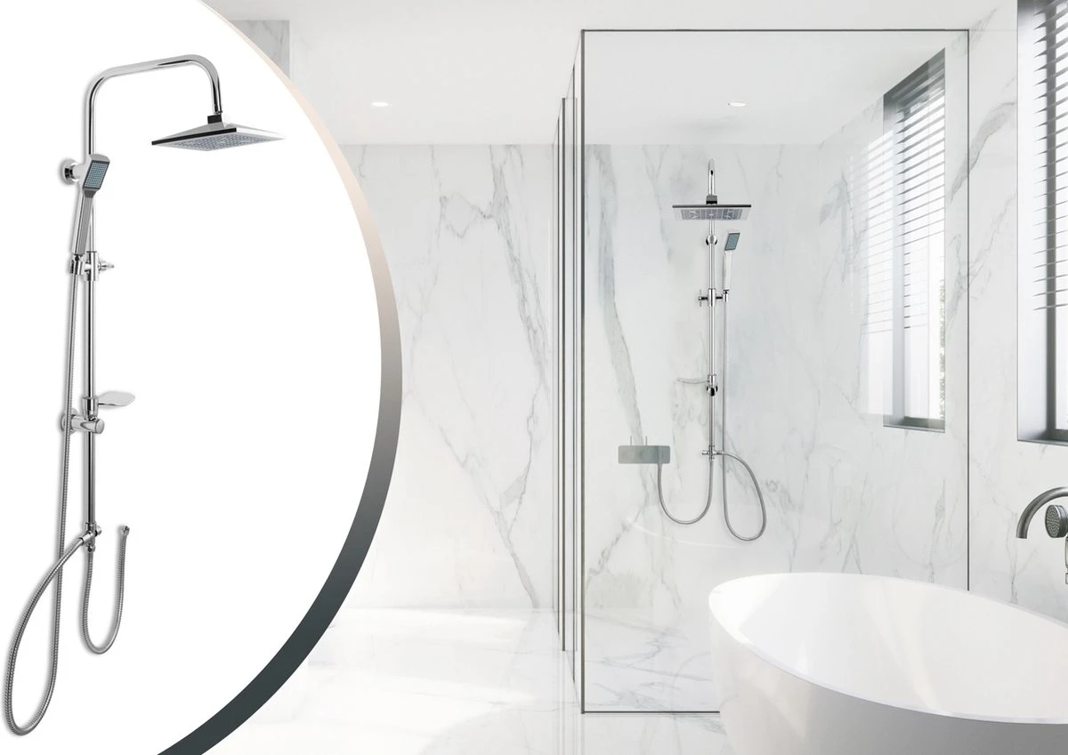 Lifa Bathing Zilveren Douchesysteem - Verstelbare Doucheset - RVS En ABS - Regendouche En Handdouche - Chroom - Incl. Bevestigingsmateriaal 5 Lifa Bathing Zilveren Douchesysteem - Verstelbare Doucheset - RVS En ABS - Regendouche En Handdouche - Chroom - Incl. Bevestigingsmateriaal - Afbeelding 5