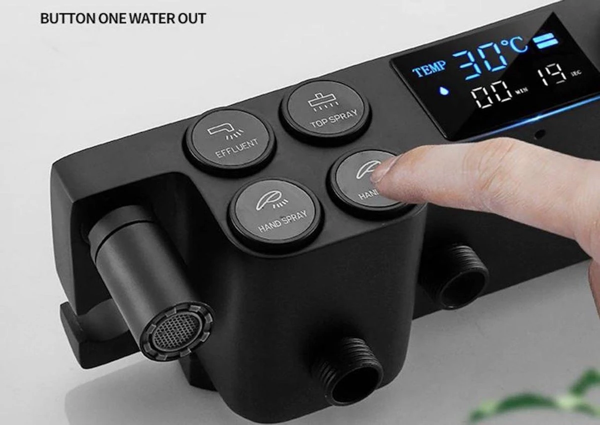 Merkloos Compleet Douchesysteem | ABS Doucheset | Mat Zwarte Hoofddouche En Handdouche | Vierkante Regendouche Voor Badkamer | Verstelbaar | Temperatuur Display | 360° Draaibaar 7 Merkloos Compleet Douchesysteem | ABS Doucheset | Mat Zwarte Hoofddouche En Handdouche | Vierkante Regendouche Voor Badkamer | Verstelbaar | Temperatuur Display | 360° Draaibaar - Afbeelding 7