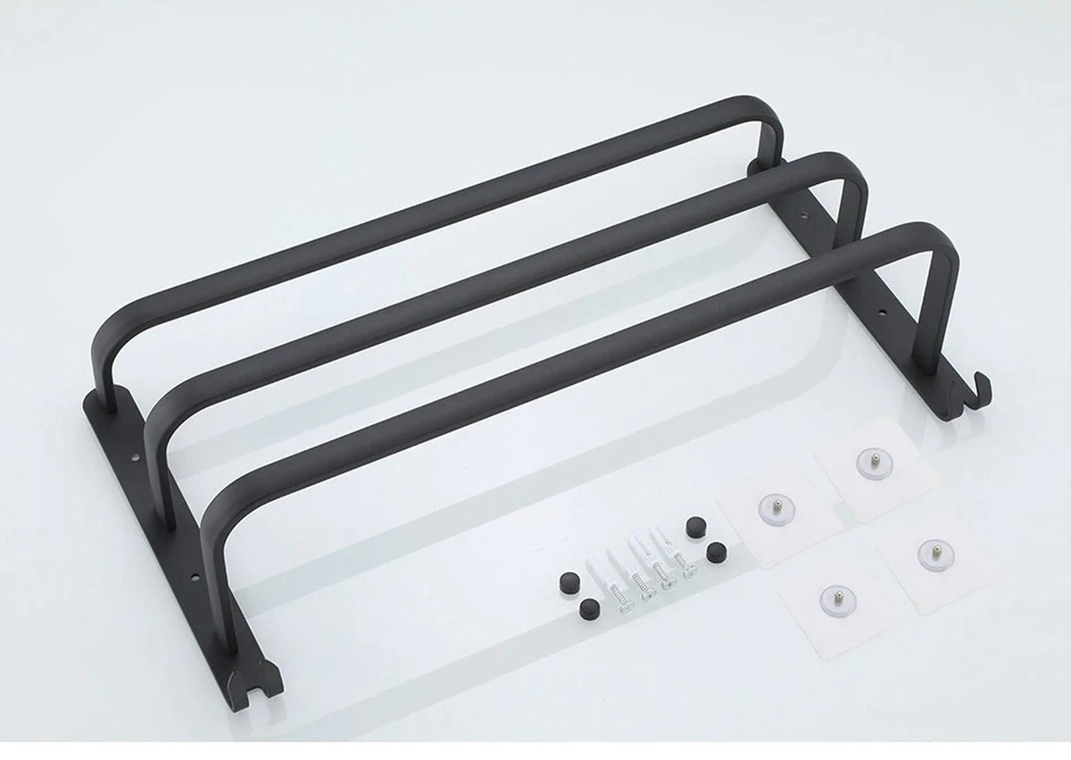 Handdoekrek Zwart - 3 Laags - Inclusief Montagemateriaal - Handdoekrek Badkamer - Handdoekstang 5 Handdoekrek Zwart - 3 Laags - Inclusief Montagemateriaal - Handdoekrek Badkamer - Handdoekstang - Afbeelding 5