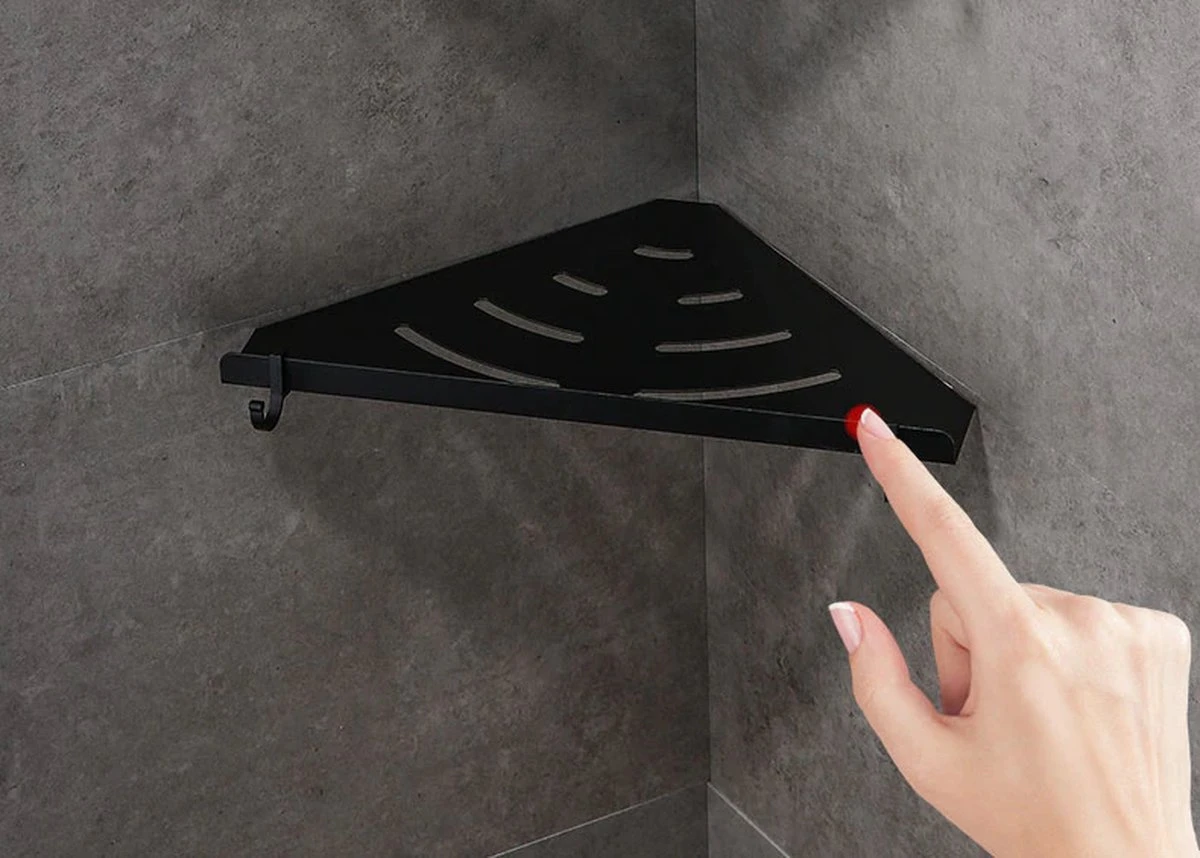 Vannons - Doucherek - Doucherek Hangend - Doucheplankje - Metaal - Set Van 2 - Zwart 2 Vannons - Doucherek - Doucherek Hangend - Doucheplankje - Metaal - Set Van 2 - Zwart - Afbeelding 2