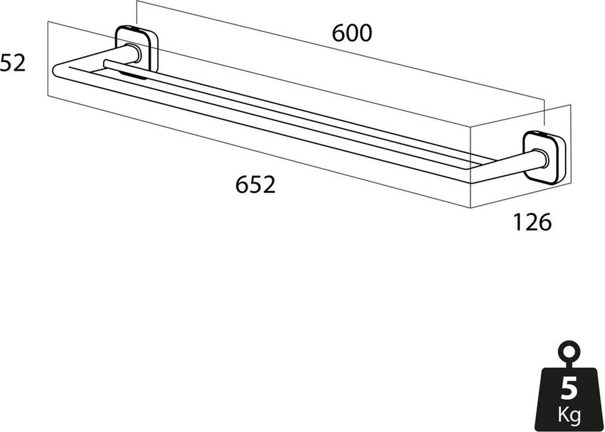 Tiger Carv Handdoekrek Dubbel 65,2 Cm Zwart 2 Tiger Carv Handdoekrek Dubbel 65,2 Cm Zwart - Afbeelding 2