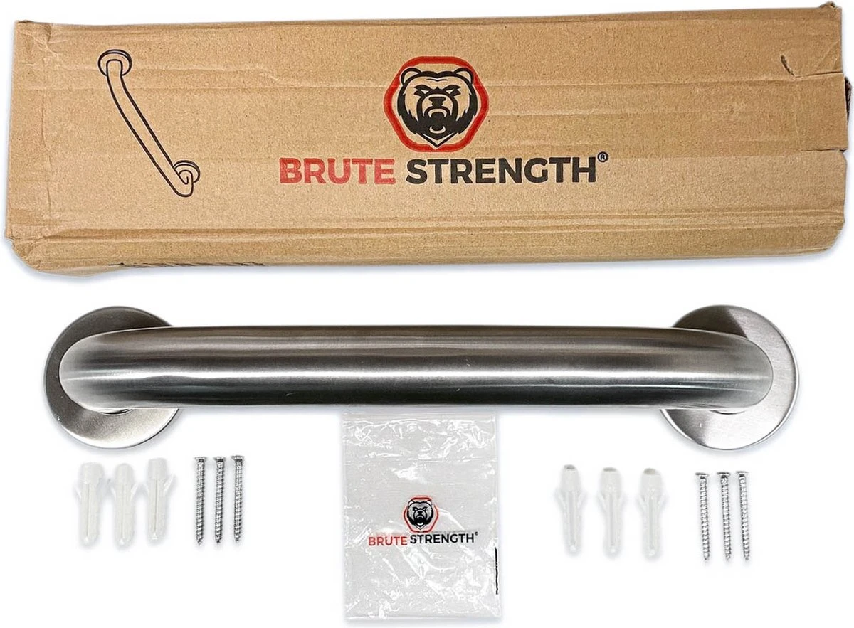 Brute Strength - Handgreep Voor Bad Of Douche - 30 Cm - Wandbeugel - RVS Handgreep - Wandgreep Voor Badkamer - Douche - Toilet - Toiletbeugel - Badgreep - Douchegreep 4 Brute Strength - Handgreep Voor Bad Of Douche - 30 Cm - Wandbeugel - RVS Handgreep - Wandgreep Voor Badkamer - Douche - Toilet - Toiletbeugel - Badgreep - Douchegreep - Afbeelding 4