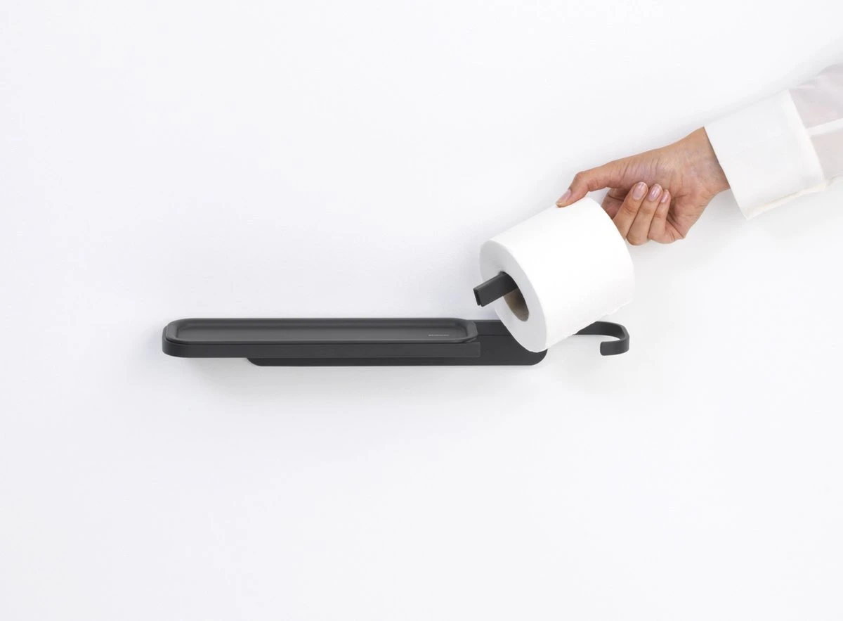 Brabantia MindSet WC Rolhouder Met Plankje - Mineral Infinite Grey 3 Brabantia MindSet WC Rolhouder Met Plankje - Mineral Infinite Grey - Afbeelding 3