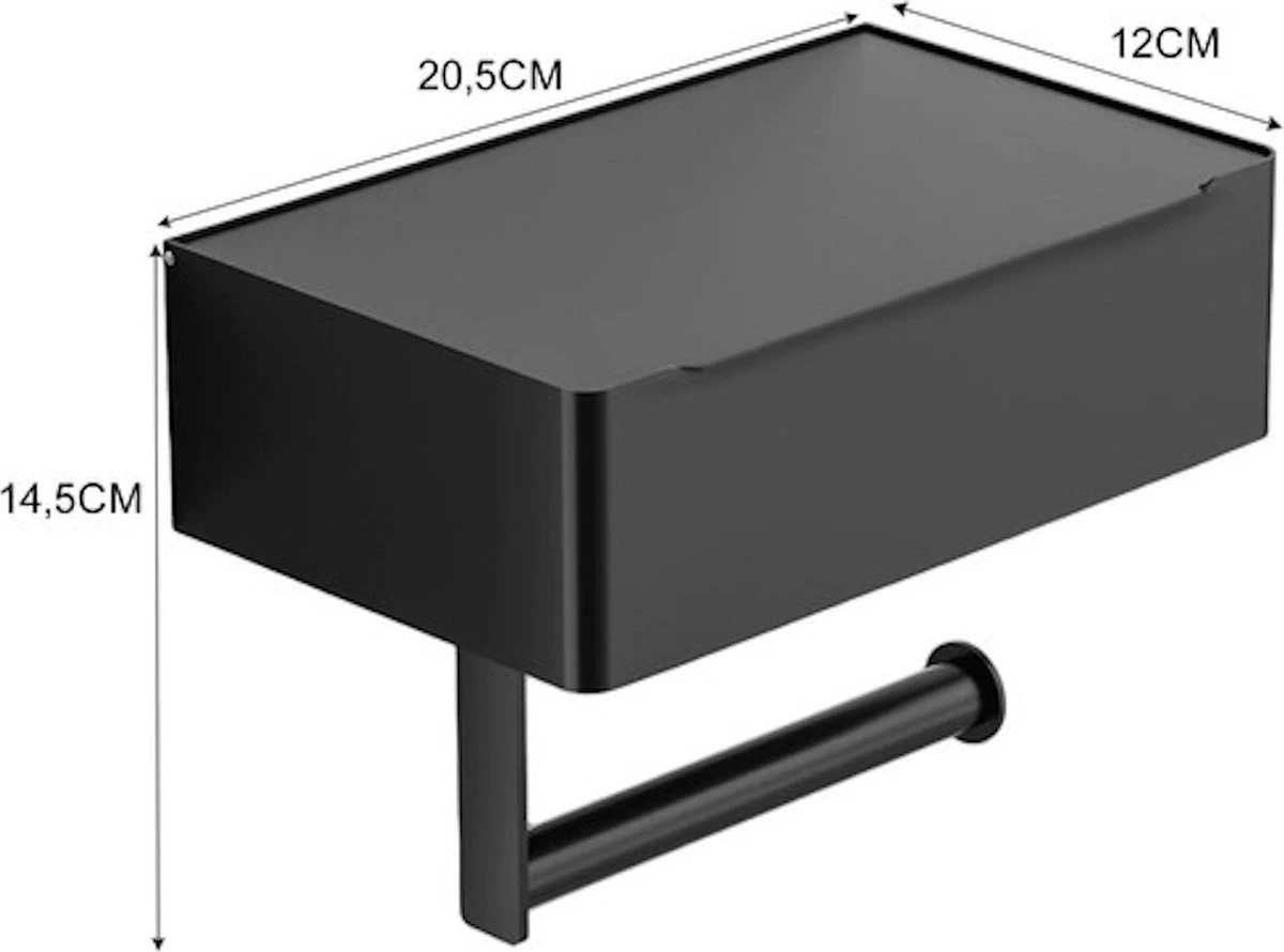 Merkloos Luxe Toiletrolhouder PRO 20.5 X 14.5 X 12 Cm- Planchet Opbergruimte - Plankje & Bakje- WC Rolhouder - Zelfklevend Of Borend - RVS - Waterbestendig 2 Merkloos Luxe Toiletrolhouder PRO 20.5 X 14.5 X 12 Cm- Planchet Opbergruimte - Plankje & Bakje- WC Rolhouder - Zelfklevend Of Borend - RVS - Waterbestendig - Afbeelding 2