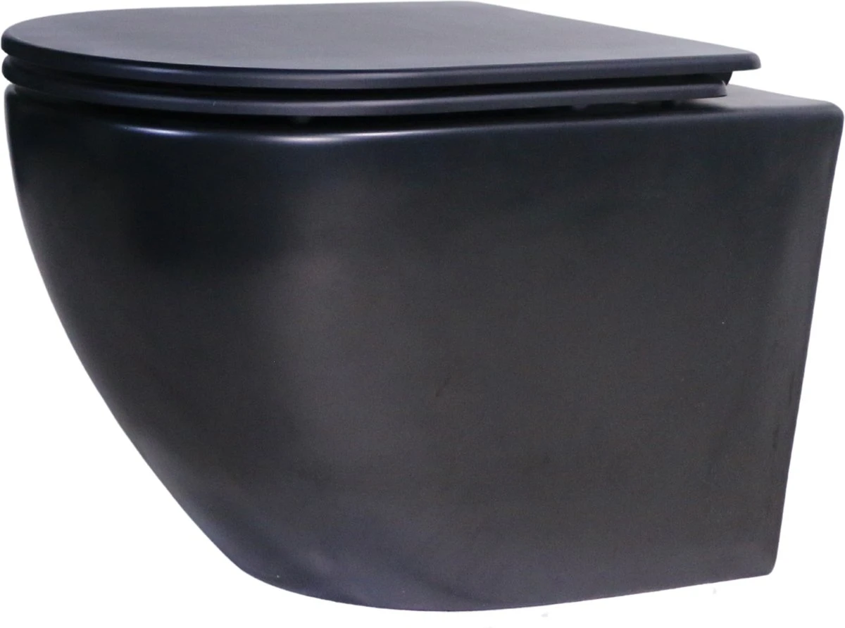 Delivo | Hangend Toilet | Mat Zwart | Softclose | Nano Coating & Rimless Functie 2 Delivo | Hangend Toilet | Mat Zwart | Softclose | Nano Coating & Rimless Functie - Afbeelding 2