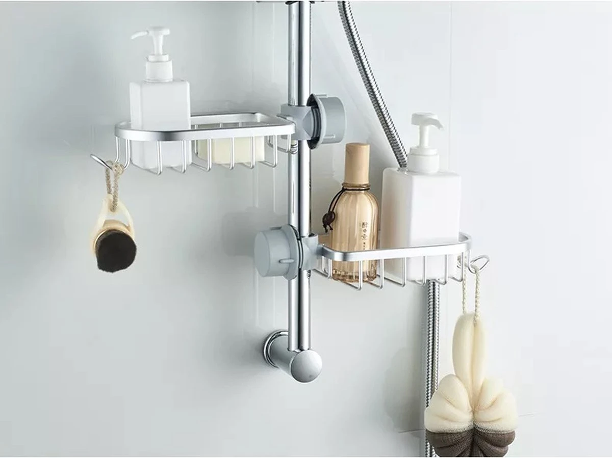 MLN Basics® Doucherek | Chroom | Zonder Boren Of Zuignap 1 MLN Basics® Doucherek | Chroom | Zonder Boren Of Zuignap