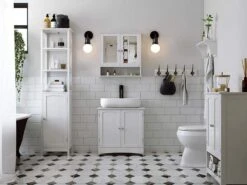 Badkamerkastje Met Twee Spiegels Als Deuren - Inclusief Open Plankje - 56x13x58cm - Wit 7 Badkamerkastje Met Twee Spiegels Als Deuren - Inclusief Open Plankje - 56x13x58cm - Wit -Merkloos Verkoop 1200x900 75