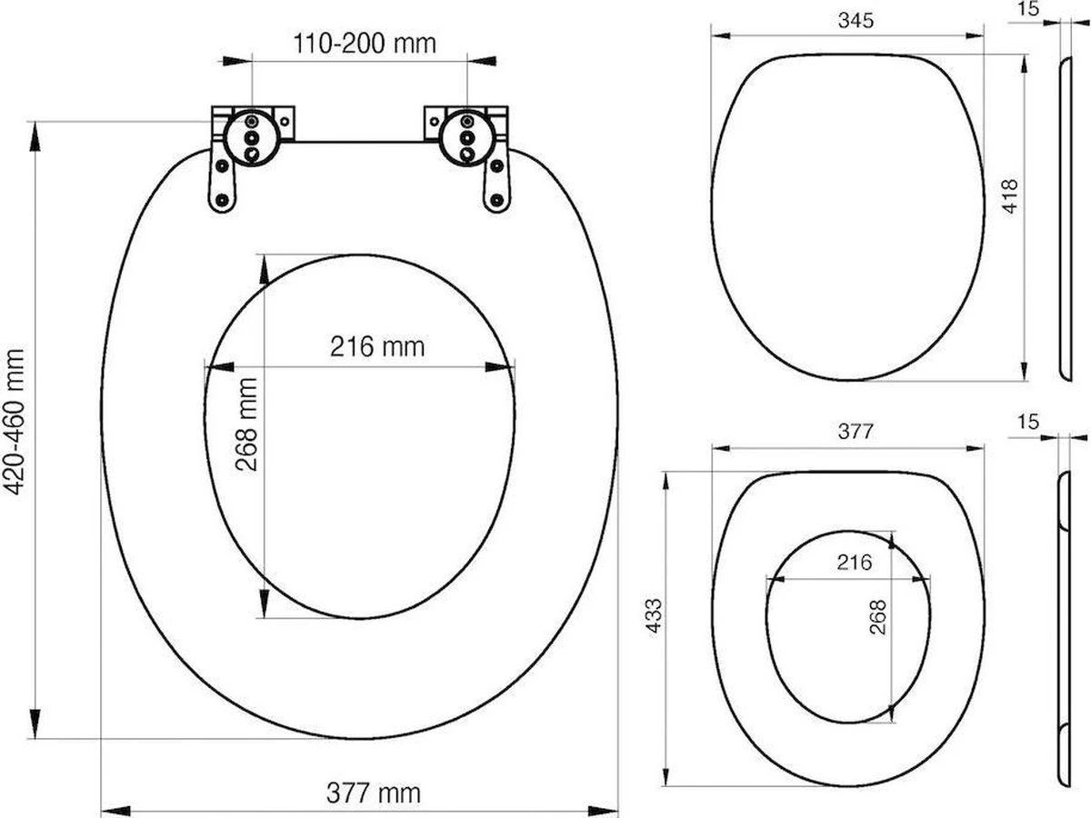 Tiger Leatherlook - Toiletbril - WC Bril - MDF - Zwart 3 Tiger Leatherlook - Toiletbril - WC Bril - MDF - Zwart - Afbeelding 3