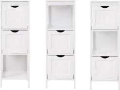 Staand Houten Badkamerkastje Met 2 Te Benutten Schuiflades - Vrijstaand Kastje Voor Badkamer Met Twee Lades - 30x30x89cm - Wit 15 Staand Houten Badkamerkastje Met 2 Te Benutten Schuiflades - Vrijstaand Kastje Voor Badkamer Met Twee Lades - 30x30x89cm - Wit -Merkloos Verkoop 1200x903 3