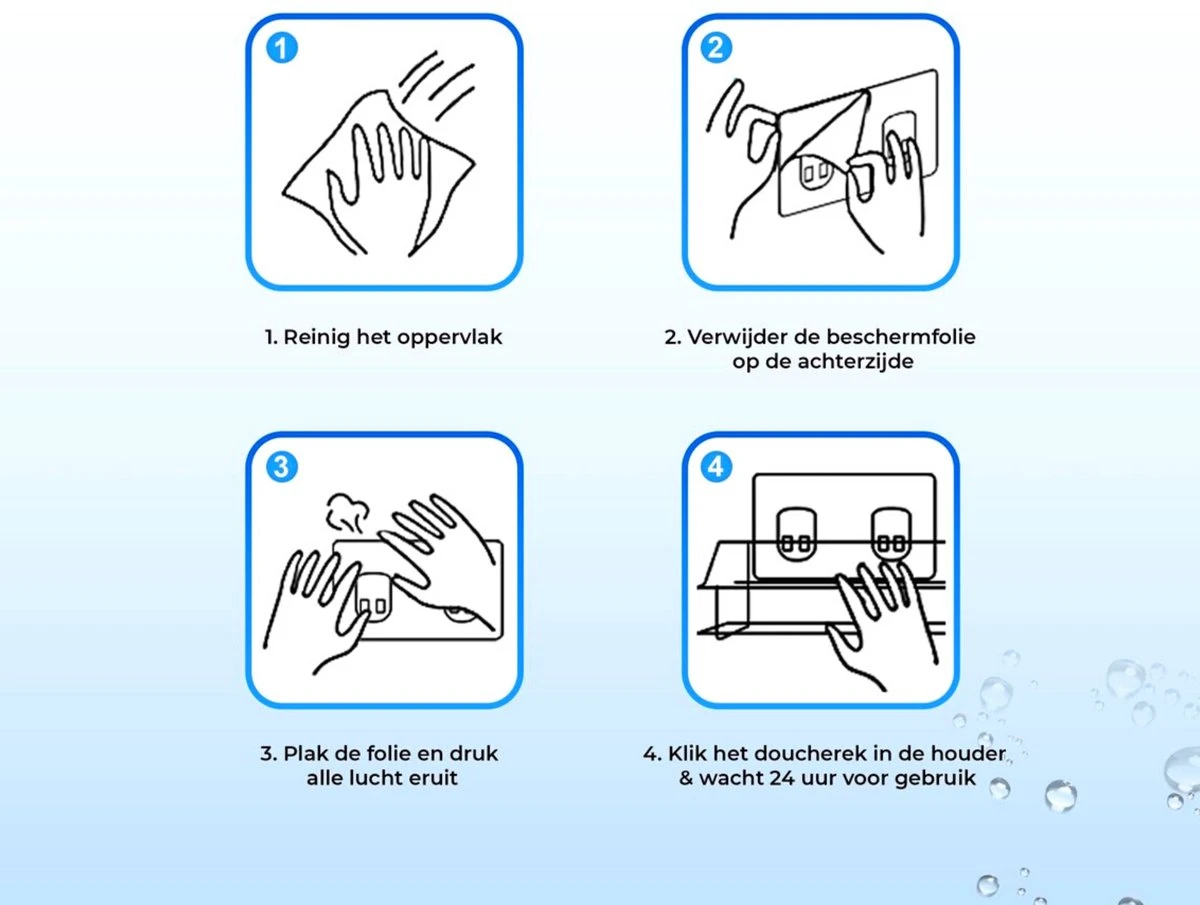 RVS Doucherek Zelfklevend Zonder Boren - Douchemand Hangend - 15KG Draagvermogen - Zilver/Chroom 8 RVS Doucherek Zelfklevend Zonder Boren - Douchemand Hangend - 15KG Draagvermogen - Zilver/Chroom - Afbeelding 8