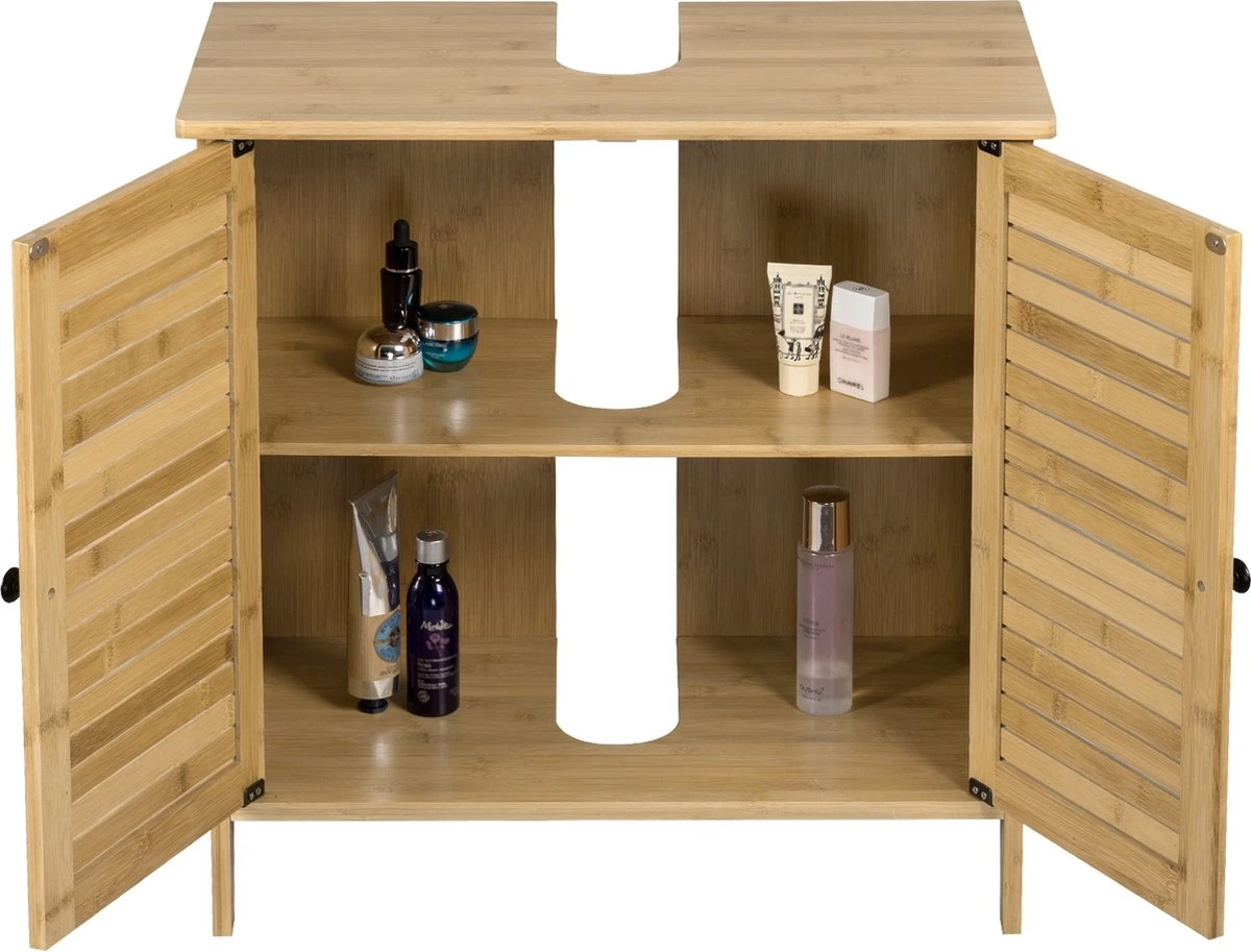 Kamyra® Badkamermeubel Bamboe - Badkamerkast, Wastafelmeubel, Onderkast Wastafel - 60x30x60 Cm - Bamboe 3 Kamyra® Badkamermeubel Bamboe - Badkamerkast, Wastafelmeubel, Onderkast Wastafel - 60x30x60 Cm - Bamboe - Afbeelding 3