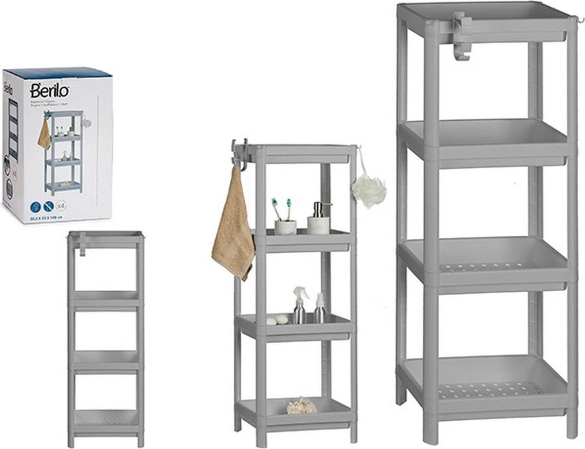 Badkamerrek/opbergkast Wit Kunststof 4-laags 36 X 23 X 100 Cm - Handdoeken En Toiletspullen Badkamerrekjes 3 Badkamerrek/opbergkast Wit Kunststof 4-laags 36 X 23 X 100 Cm - Handdoeken En Toiletspullen Badkamerrekjes - Afbeelding 3