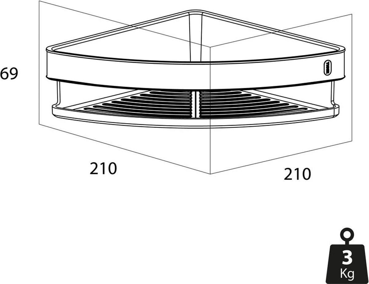 Tiger Carv - Douchemand Hoek 21 Cm - Zwart 2 Tiger Carv - Douchemand Hoek 21 Cm - Zwart - Afbeelding 2