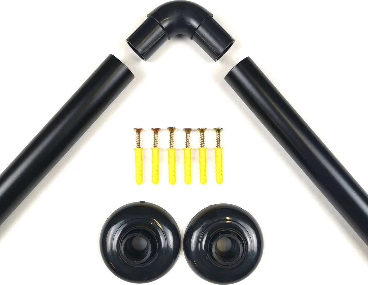 Papillon Douchegordijnstang - 90x90 Cm - Aluminium - Zwart 1 Papillon Douchegordijnstang - 90x90 Cm - Aluminium - Zwart