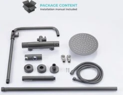 LOMAZOO Regendouche Met Thermostaatkraan - Douche Badkamer - Gun Metal / Antraciet [LYNN] -Merkloos Verkoop 1200x934 4