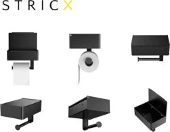 STRICX Toiletrolhouder - Zwart - Zonder Boren - Toilet Rol Houder Tissuebox - Zelfklevend - WC Rolhouder Met Opbergvak Voor Babydoekjes - Met Plankje - Toiletaccessoires -Merkloos Verkoop 1200x935