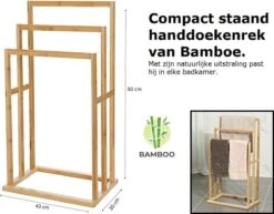 Merkloos Decopatent® Handdoekrek - Vrijstaand Handdoekenrek Voor In Badkamer - Handdoekrek - Bamboe Hout - Handdoek - Droogrek Met 3 Armen -Merkloos Verkoop 1200x940 8