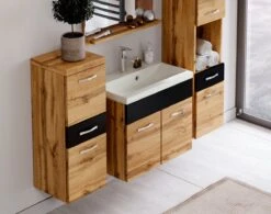 Badmeubelset Alba 60cm Zwart Met Eiken Compleet Badkamermeubel -Merkloos Verkoop 1200x946 1