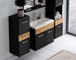 Badmeubelset Alba 60cm Zwart Met Eiken Compleet Badkamermeubel -Merkloos Verkoop 1200x946 2