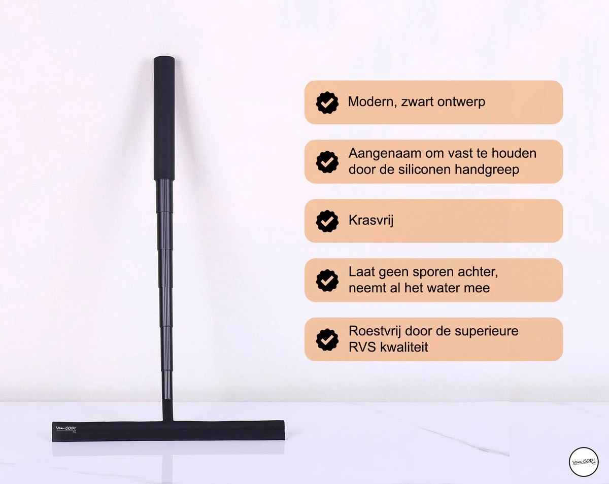 Van CODI® - 2 In 1 - Douchewisser - Vloertrekker - Multifunctioneel - Vloerwisser - Vloertrekker Met Steel - Verlengbaar - Met Ophangsysteem 3 Van CODI® - 2 In 1 - Douchewisser - Vloertrekker - Multifunctioneel - Vloerwisser - Vloertrekker Met Steel - Verlengbaar - Met Ophangsysteem - Afbeelding 3