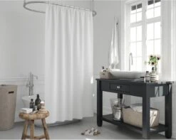 MLN Basics® Douchegordijn | Wit | 180x200 Cm | Inclusief Ringen | Anti-schimmel