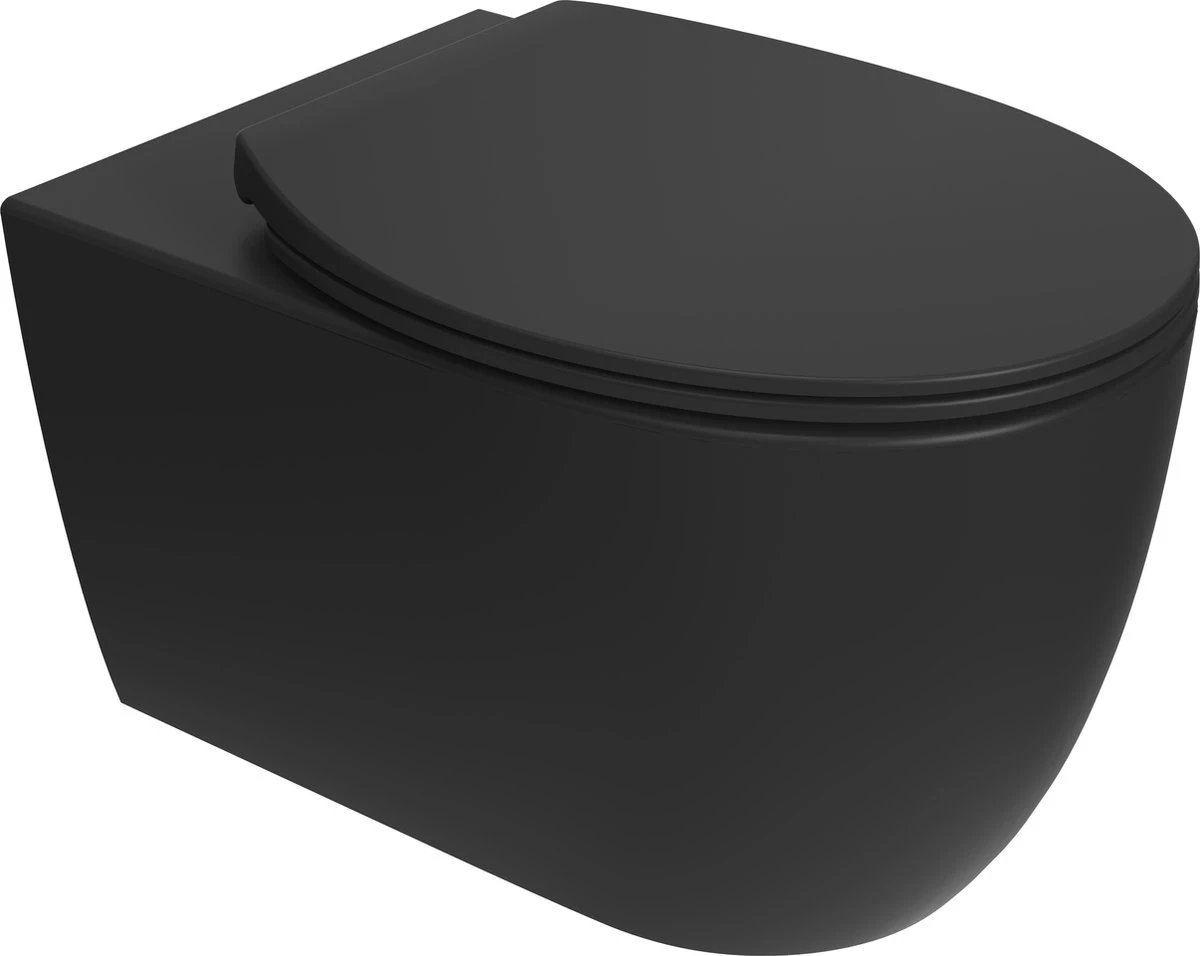 Viidako – Paskii Toiletpot – Mat Zwart – Design - Rimless – INCLUSIEF Softclose Zitting – Quick Release - Hangend/zwevend Toilet 1 Viidako – Paskii Toiletpot – Mat Zwart – Design - Rimless – INCLUSIEF Softclose Zitting – Quick Release - Hangend/zwevend Toilet