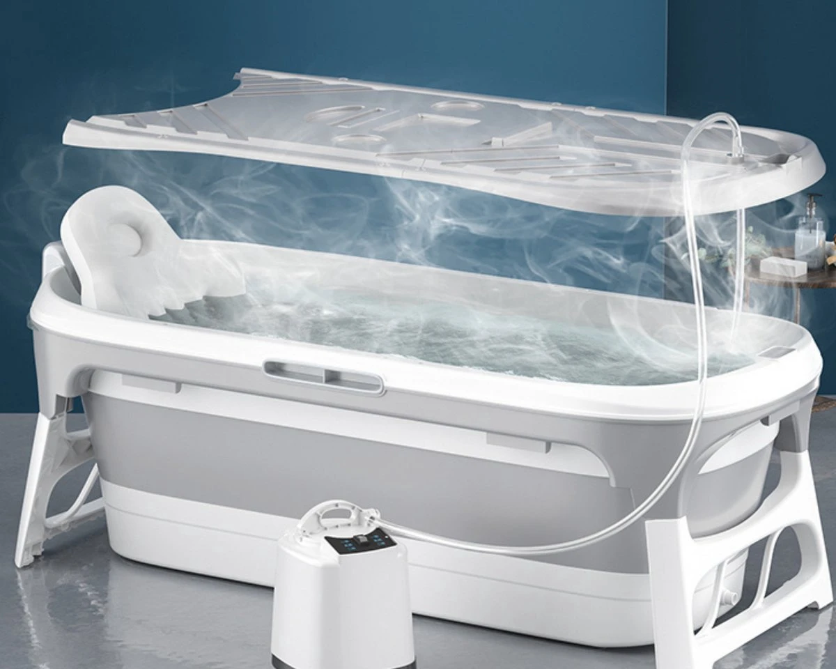 Livista® - Opvouwbaar Bad - Stoombad Grijs - Zitbad - Inklapbaar - Bath Bucket - 152 CM LANG - XL - Incl. Rugkussen, Stoommachine En Bad Accessoires 1 Livista® - Opvouwbaar Bad - Stoombad Grijs - Zitbad - Inklapbaar - Bath Bucket - 152 CM LANG - XL - Incl. Rugkussen, Stoommachine En Bad Accessoires