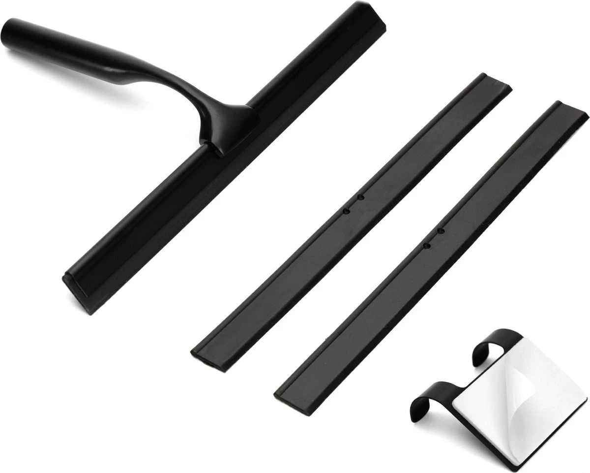 Douchewisser Met Ophanghaak En 2 Extra Strips - Raamwisser Voor Douche - Raamtrekker Zwart 6 Douchewisser Met Ophanghaak En 2 Extra Strips - Raamwisser Voor Douche - Raamtrekker Zwart - Afbeelding 6