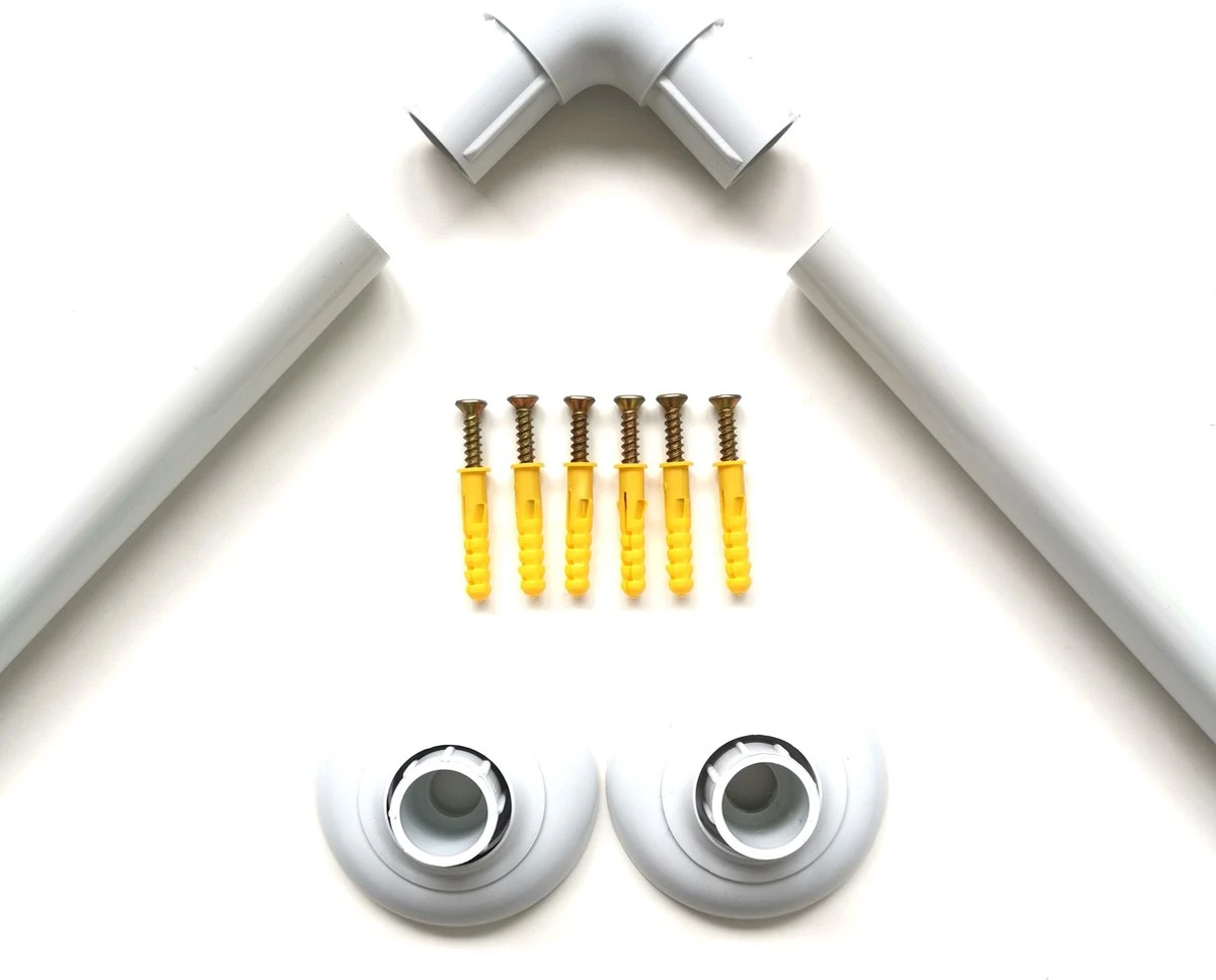 Papillon Douchegordijnstang - 90x90 Cm - Aluminium - Wit 1 Papillon Douchegordijnstang - 90x90 Cm - Aluminium - Wit