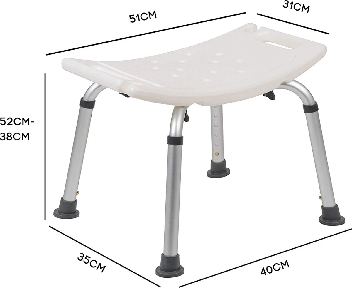 Life&Home Douchekruk - 6 Hoogtes - Douchestoel - Handgrepen - Max 130 Kg - Douchekophouder 6 Life&Home Douchekruk - 6 Hoogtes - Douchestoel - Handgrepen - Max 130 Kg - Douchekophouder - Afbeelding 6