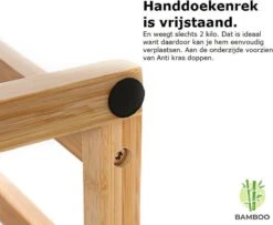 Merkloos Decopatent® Handdoekrek - Vrijstaand Handdoekenrek Voor In Badkamer - Handdoekrek - Bamboe Hout - Handdoek - Droogrek Met 3 Armen -Merkloos Verkoop 1200x984 3