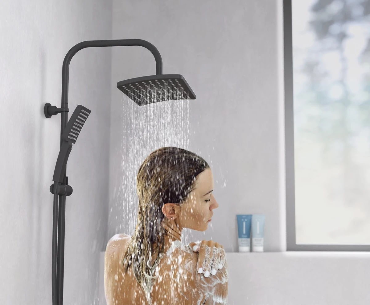 SCHÜTTE Mallorca Douchesysteem - Regendouche - 95 Cm Stang - Wandhouder In Hoogte Verstelbaar - Mat Zwart 5 SCHÜTTE Mallorca Douchesysteem - Regendouche - 95 Cm Stang - Wandhouder In Hoogte Verstelbaar - Mat Zwart - Afbeelding 5