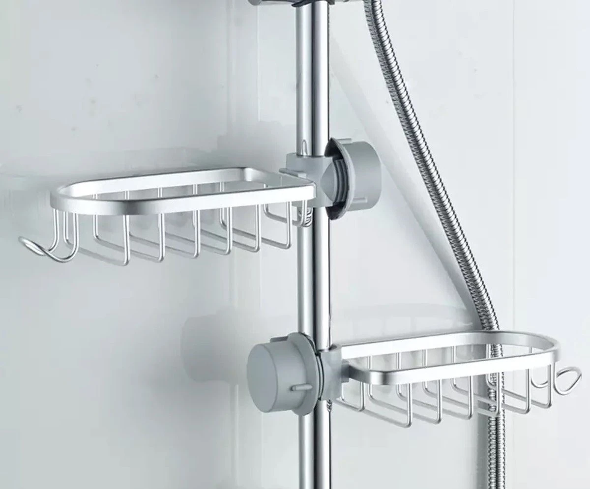 MLN Basics® Doucherek | Chroom | Zonder Boren Of Zuignap 2 MLN Basics® Doucherek | Chroom | Zonder Boren Of Zuignap - Afbeelding 2