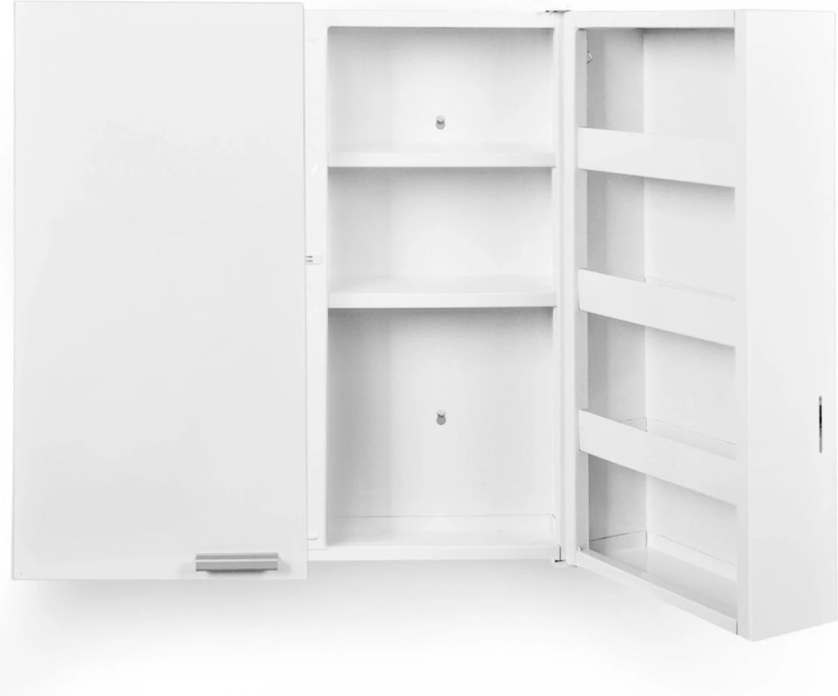 Jago - Afsluitbare XXL Medicijnkast Met 11 Vakken/Compartimenten - Staal - 2 Deuren - 53x53x20 Cm - Wit 11 Jago - Afsluitbare XXL Medicijnkast Met 11 Vakken/Compartimenten - Staal - 2 Deuren - 53x53x20 Cm - Wit - Afbeelding 11