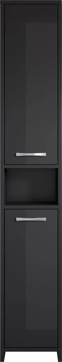 Badplaats Badkamerkast Nemo 32 Cm X 29 Cm X 167 Cm - Zwart Hoogglans - Staande Kolomkast Met Twee Deuren 3 Badplaats Badkamerkast Nemo 32 Cm X 29 Cm X 167 Cm - Zwart Hoogglans - Staande Kolomkast Met Twee Deuren - Afbeelding 3