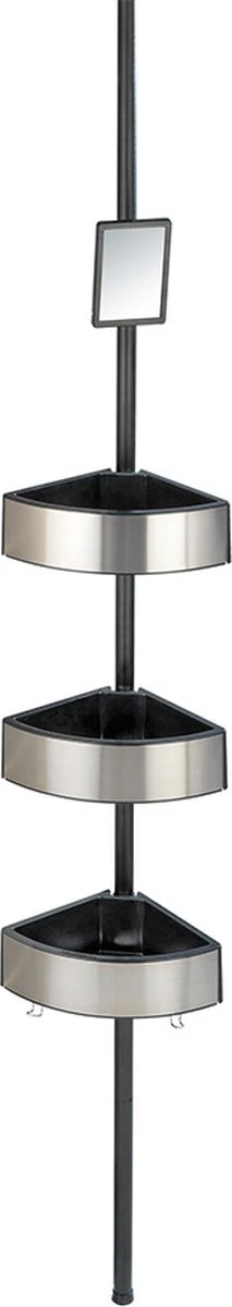 WENKO Telescopisch Doucherek Big Black 3-laags Met Spiegel Zilver/zwart - Bevestigen Zonder Boren 12 WENKO Telescopisch Doucherek Big Black 3-laags Met Spiegel Zilver/zwart - Bevestigen Zonder Boren - Afbeelding 12