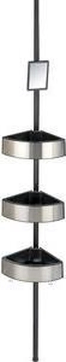 WENKO Telescopisch Doucherek Big Black 3-laags Met Spiegel Zilver/zwart - Bevestigen Zonder Boren 16 WENKO Telescopisch Doucherek Big Black 3-laags Met Spiegel Zilver/zwart - Bevestigen Zonder Boren - Afbeelding 16