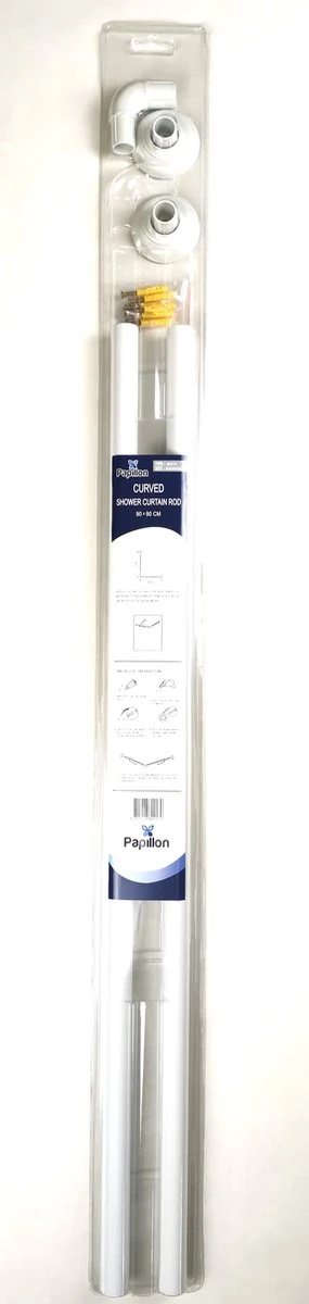 Papillon Douchegordijnstang - 90x90 Cm - Aluminium - Wit 3 Papillon Douchegordijnstang - 90x90 Cm - Aluminium - Wit - Afbeelding 3