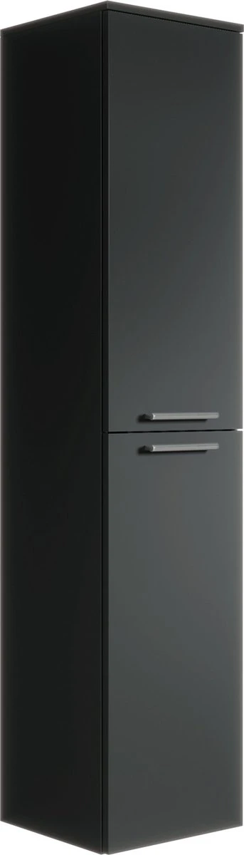 Badplaats Badkamerkast Saturnus 35 Cm X 35 Cm X 130 Cm - Zwart - Hangende Kolomkast Met Twee Deuren 1 Badplaats Badkamerkast Saturnus 35 Cm X 35 Cm X 130 Cm - Zwart - Hangende Kolomkast Met Twee Deuren
