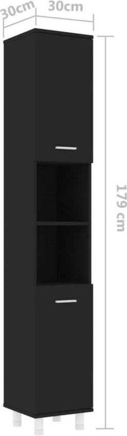 VidaXL Badkamerkast 30x30x179 Cm Spaanplaat Zwart 29 VidaXL Badkamerkast 30x30x179 Cm Spaanplaat Zwart -Merkloos Verkoop 350x1200 1